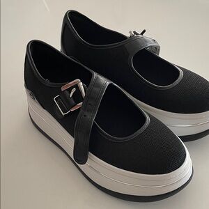 Michael Kors Black and White Platform Mary Jane Sneakers